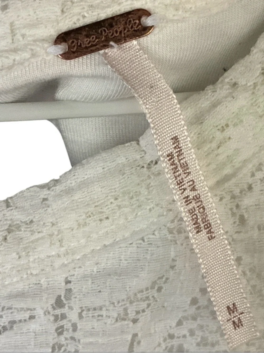 Free People Cream Lace Crochet Long-Sleeve Top